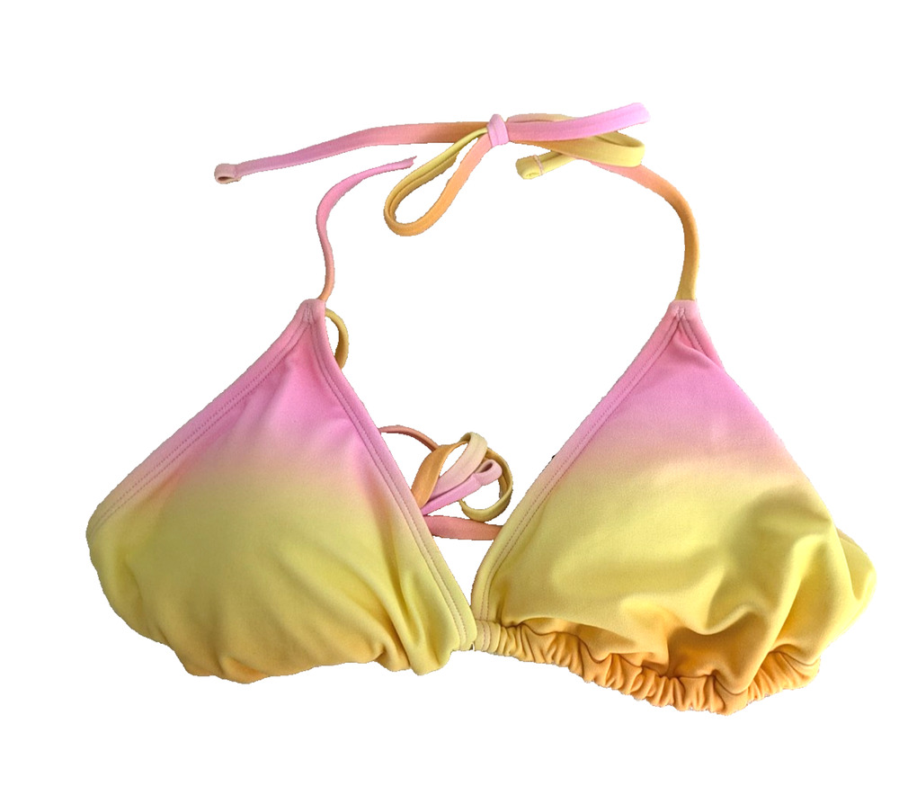 Wild Fable Halter Tie Back Bikini Top Pink Yellow Ombre Med Shell Charm